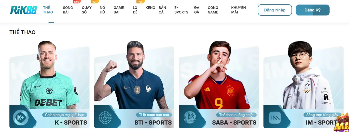 Trải nghiệm cá cược thể thao hàng đầu Châu Á tại Rik88 2 Cá cược thể thao Rik88
